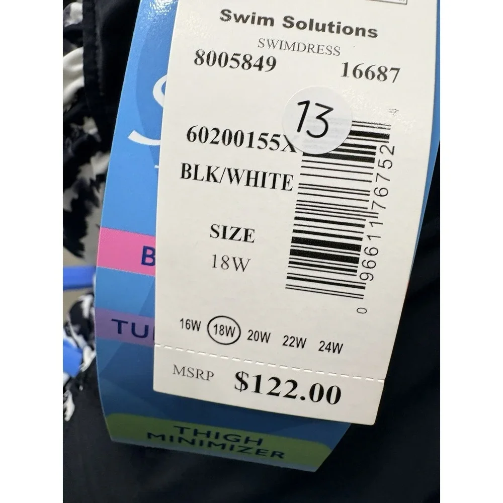 Swim Solutions Plus Size Tummy Control Swimdress Size 18W Twist Bra Skater - Picture 6 of 10